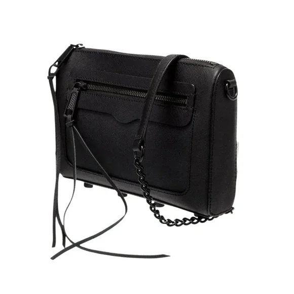 Rebecca Minkoff Black Leather Crossbody Bag with Chain Strap